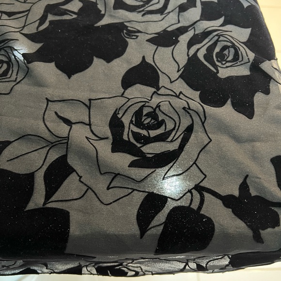 BLACK on BLACK 68” x 20” EMBELLISHED SCARF with SWAROVSKI CRYSTALS. - Picture 10 of 10